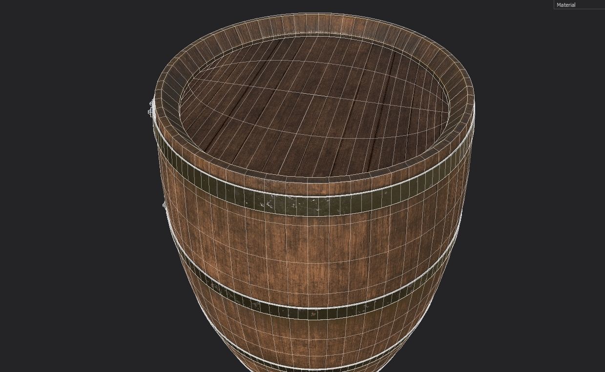 Old Decorative Wine Barrels PBR Low-poly 3D model_16