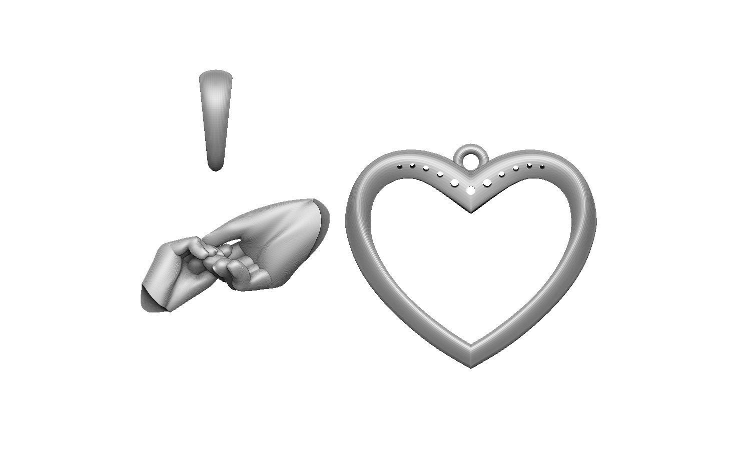 pendant heart 3D print model_12