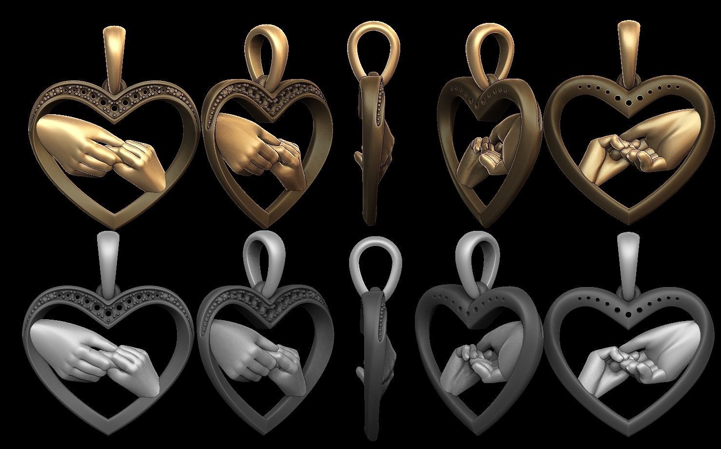 pendant heart 3D print model_2