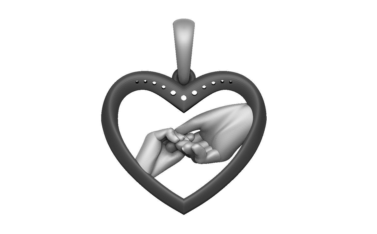 pendant heart 3D print model_9