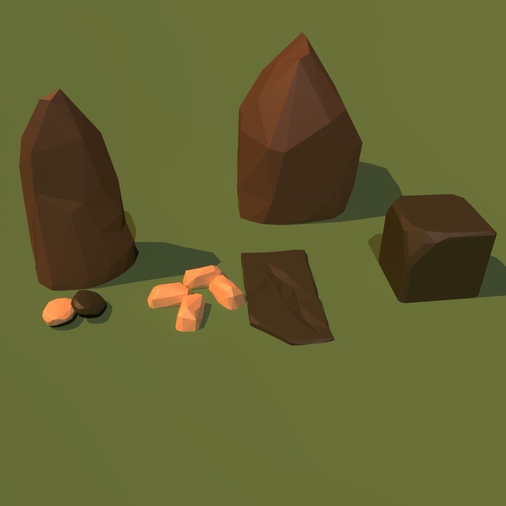 Low-Poly-Rocks rocks and stones Low-poly 3D model_2
