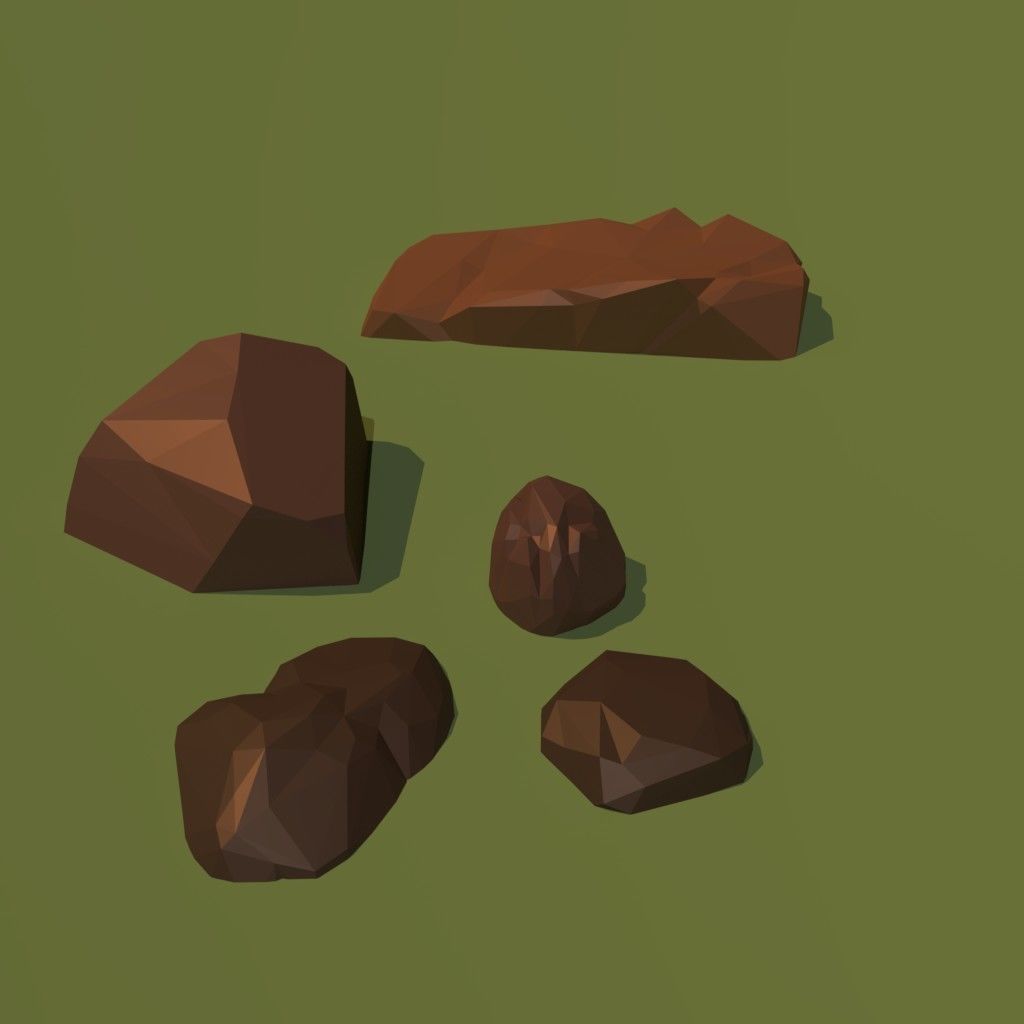Low-Poly-Rocks rocks and stones Low-poly 3D model_4