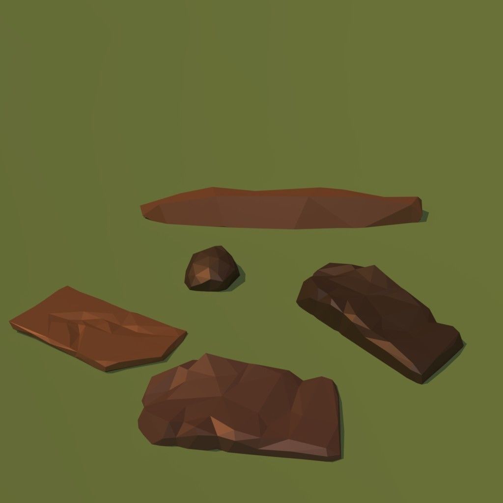 Low-Poly-Rocks rocks and stones Low-poly 3D model_5