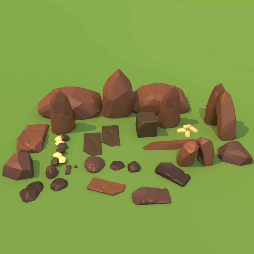 Low-Poly-Rocks rocks and stones Low-poly 3D model_0