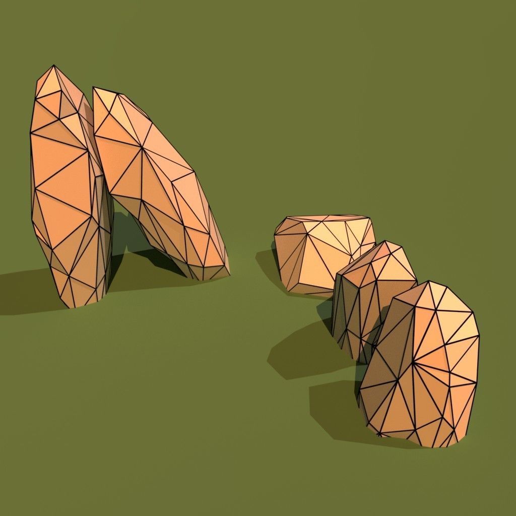Low-Poly-Rocks rocks and stones Low-poly 3D model_7