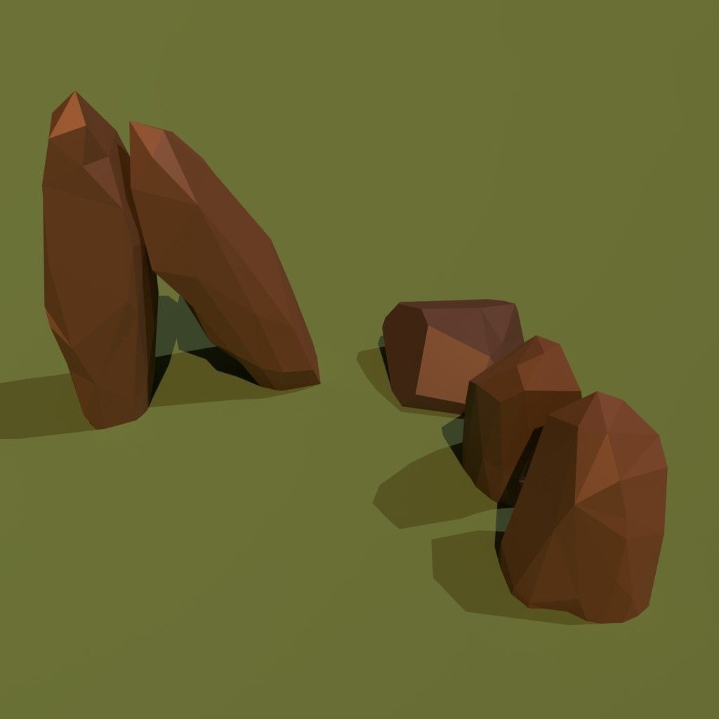 Low-Poly-Rocks rocks and stones Low-poly 3D model_6