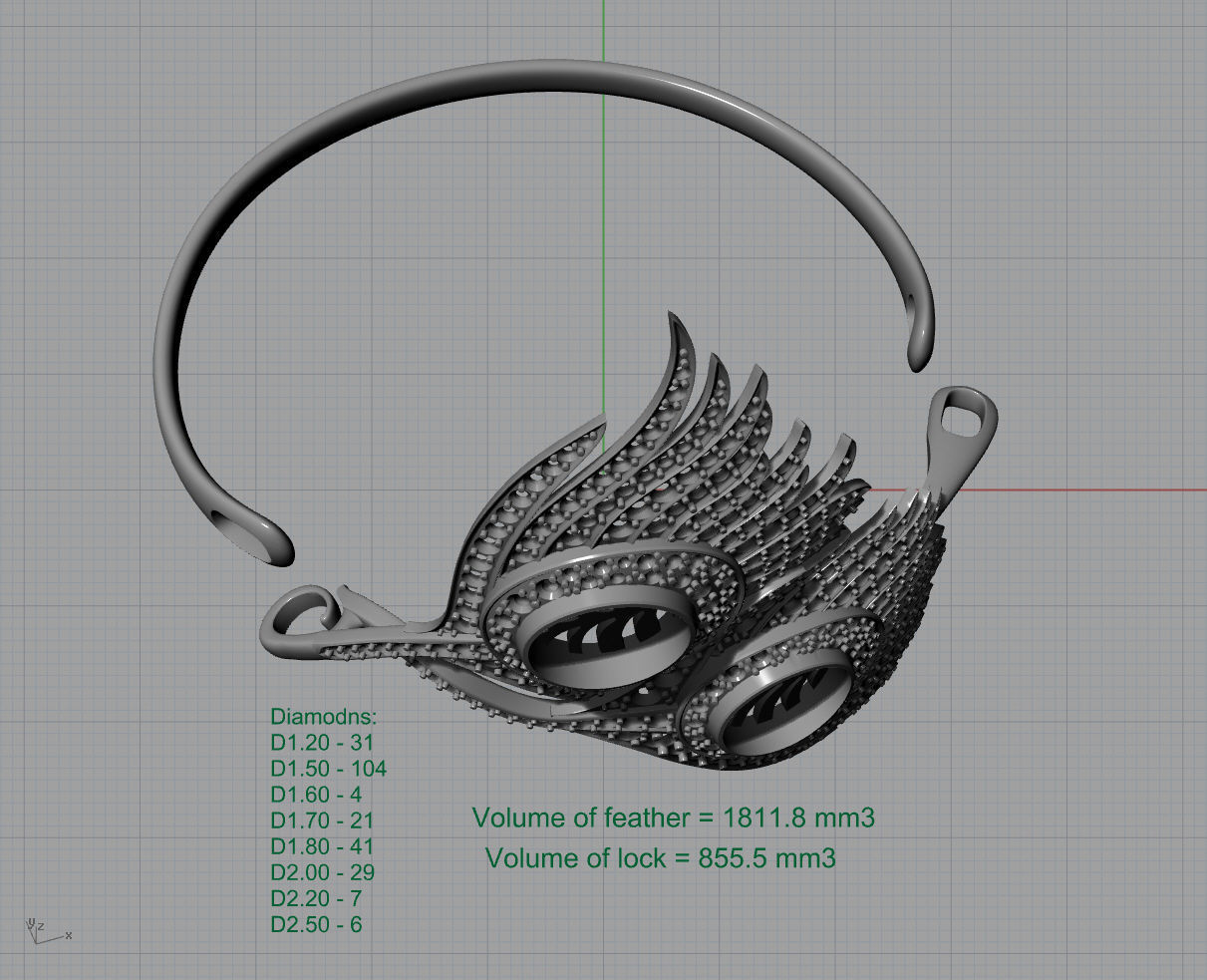 Peacock bracelet carrera  - replica 3D print model_10