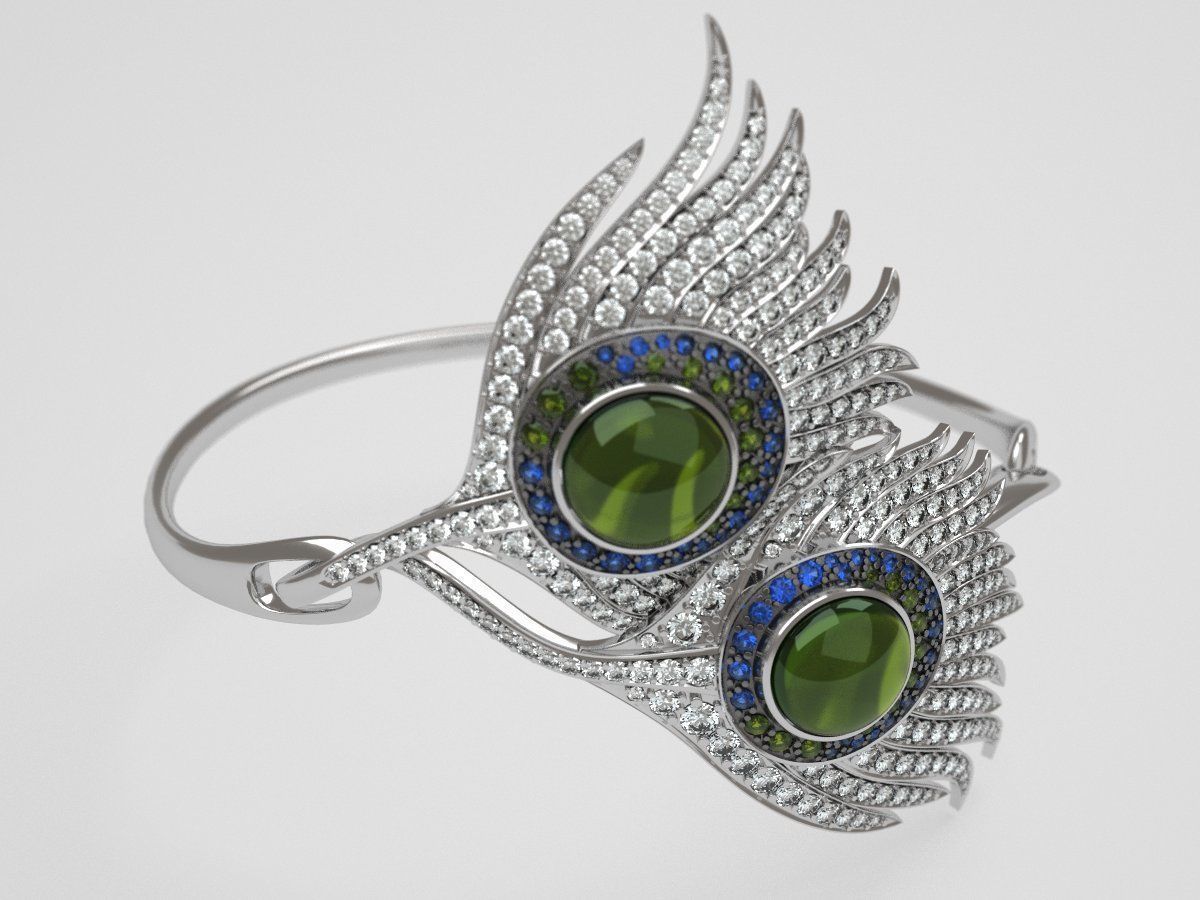 Peacock bracelet carrera  - replica 3D print model_2