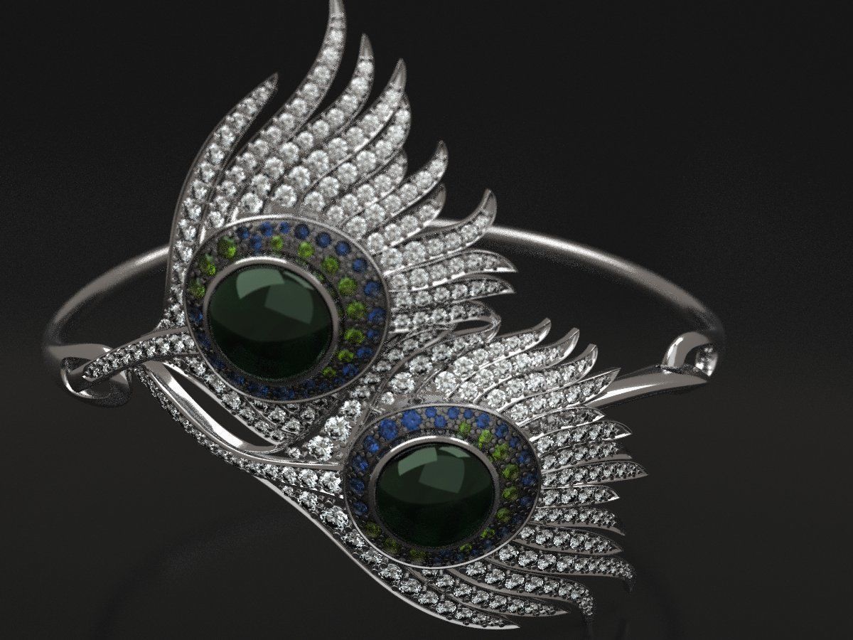 Peacock bracelet carrera  - replica 3D print model_9