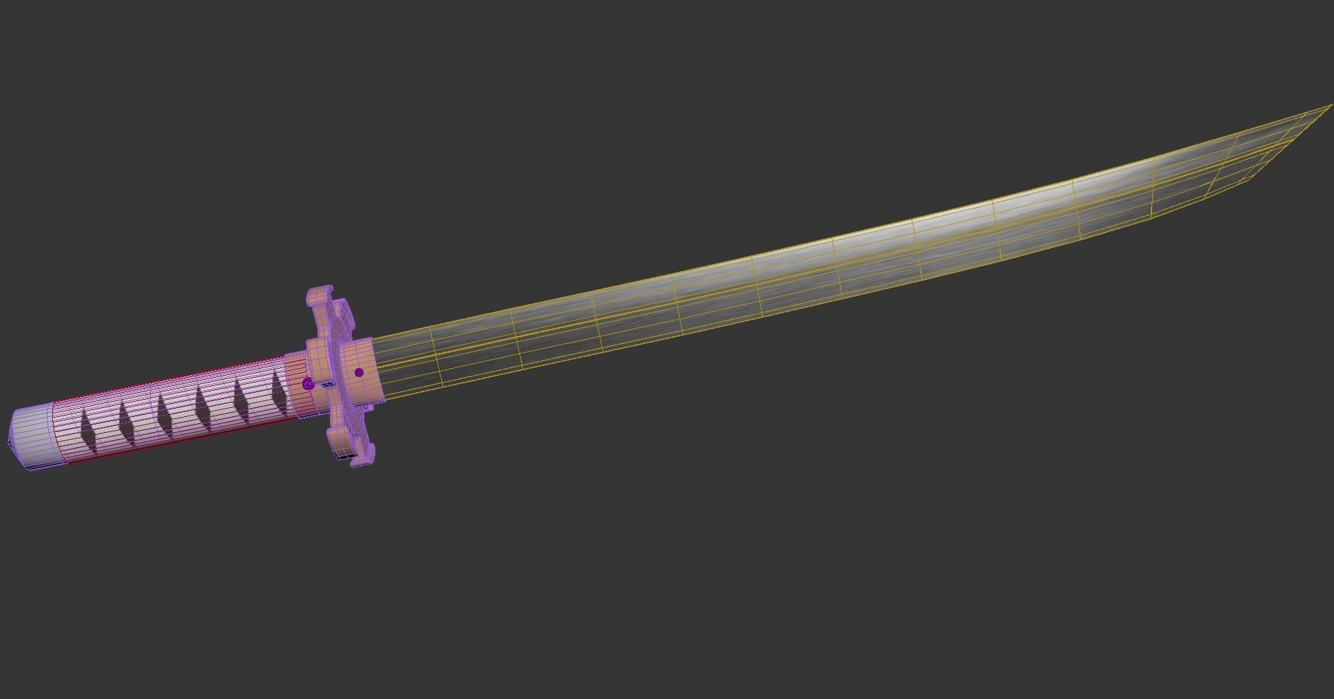 Katana Sword Low-poly 3D model_9