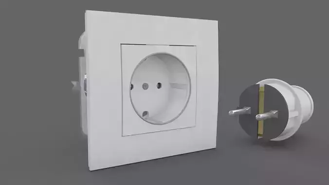 Plug and Socket Detailed 3D model Plug and Socket Detailed 3D model