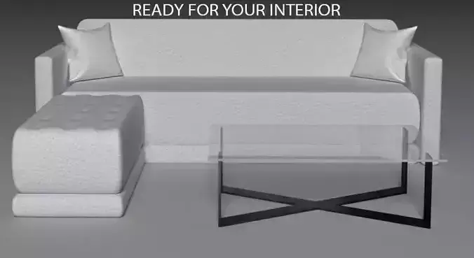 SOFA TABLE PILLOW Low-poly 3D model