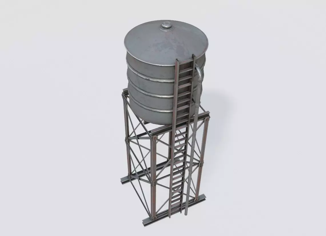 Water Tank with pbr textures Low-poly 3D model_1