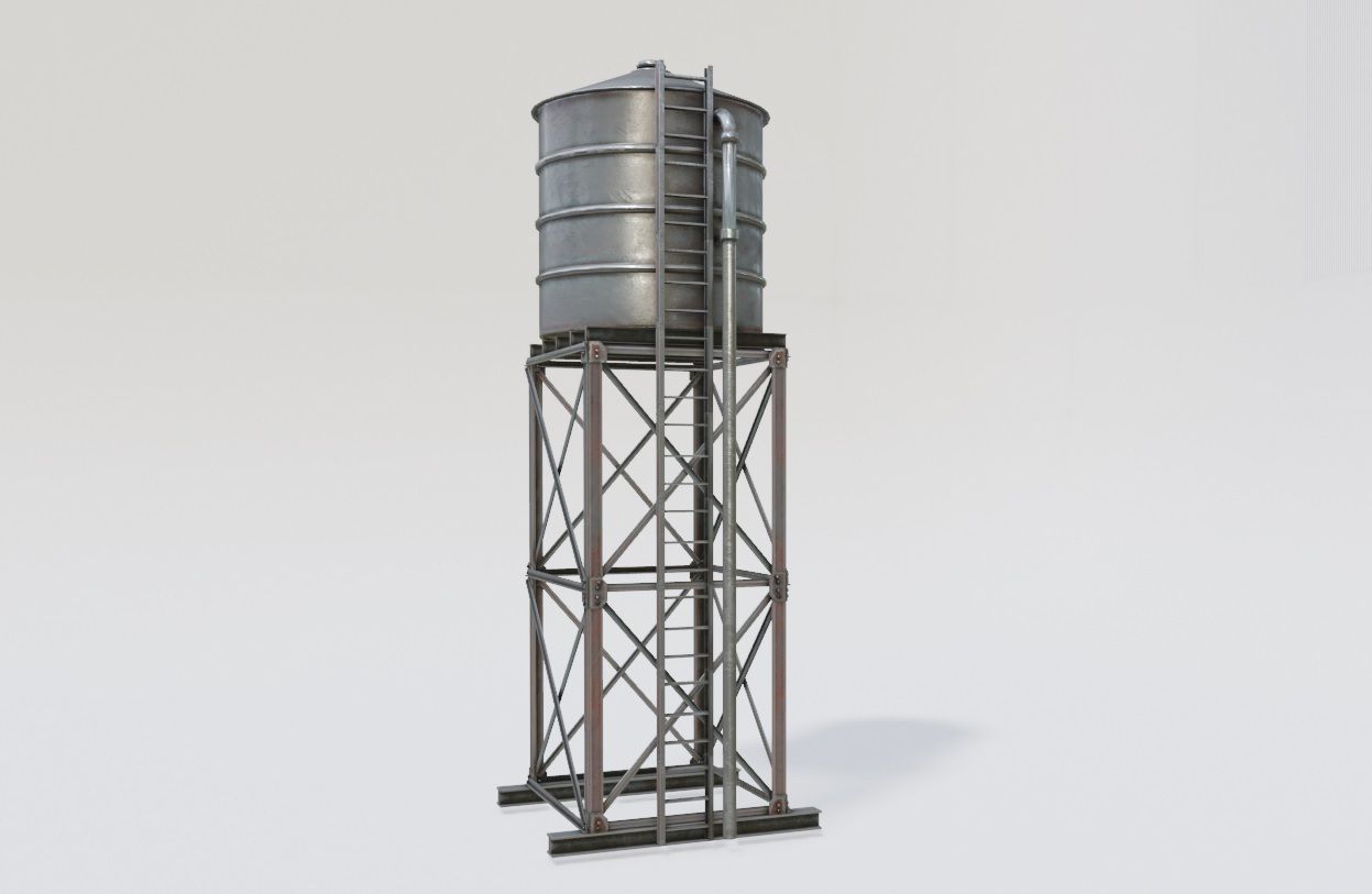 Water Tank with pbr textures Low-poly 3D model_11