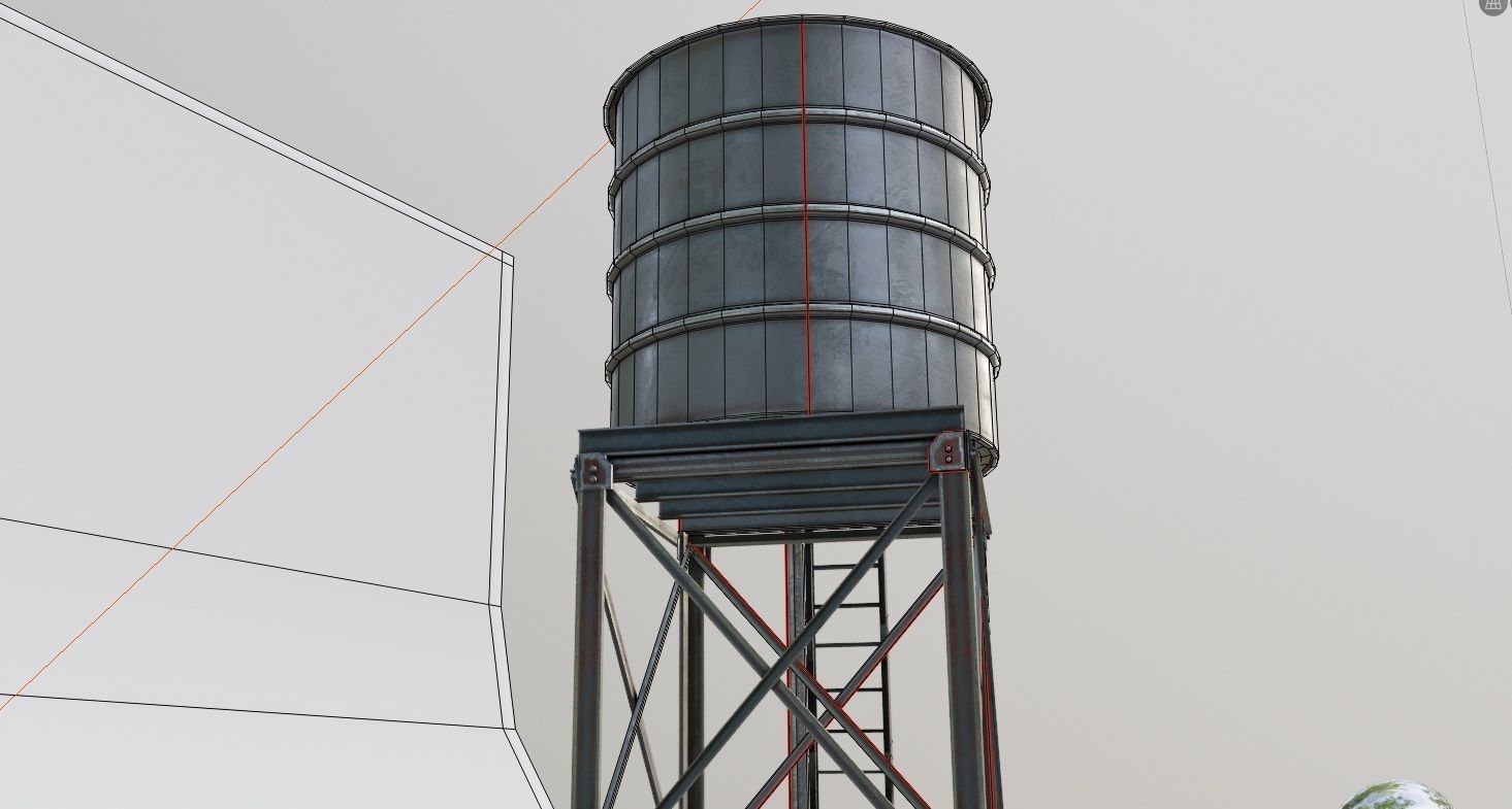 Water Tank with pbr textures Low-poly 3D model_10