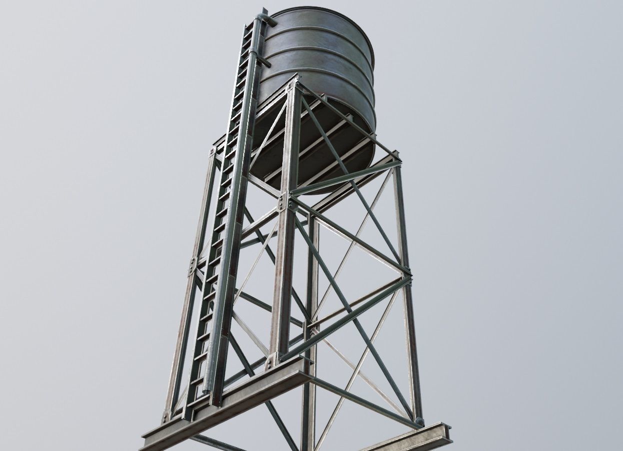 Water Tank with pbr textures Low-poly 3D model_6