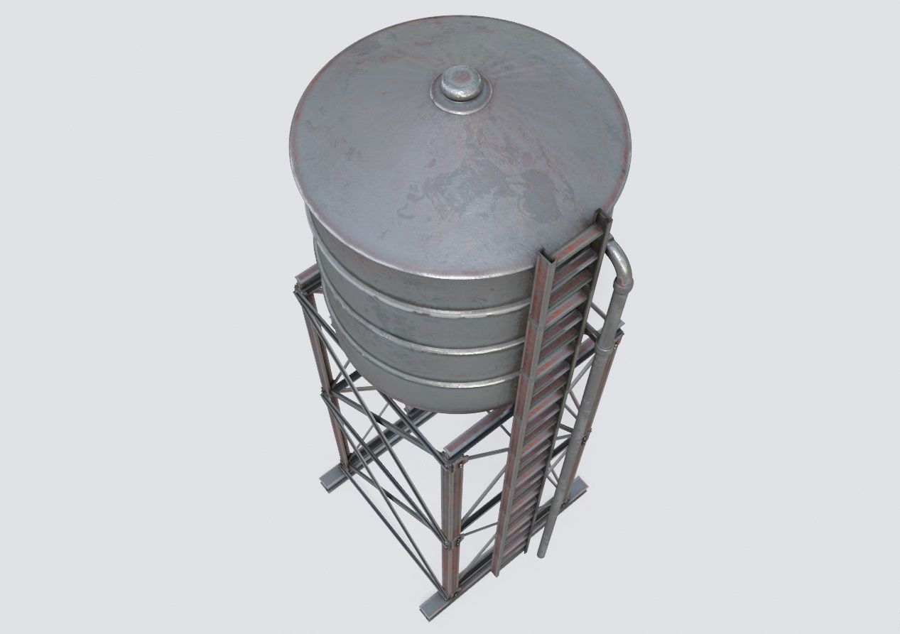 Water Tank with pbr textures Low-poly 3D model_8
