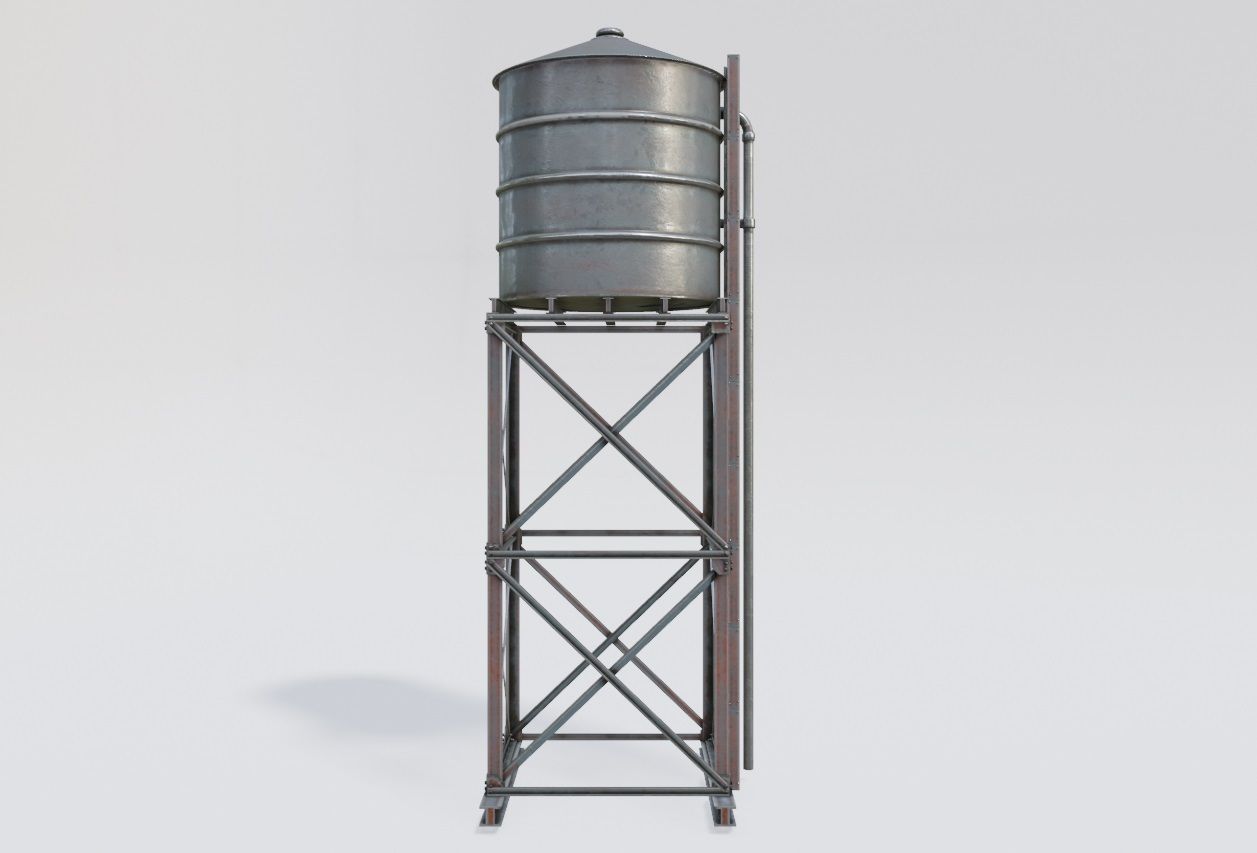 Water Tank with pbr textures Low-poly 3D model_7