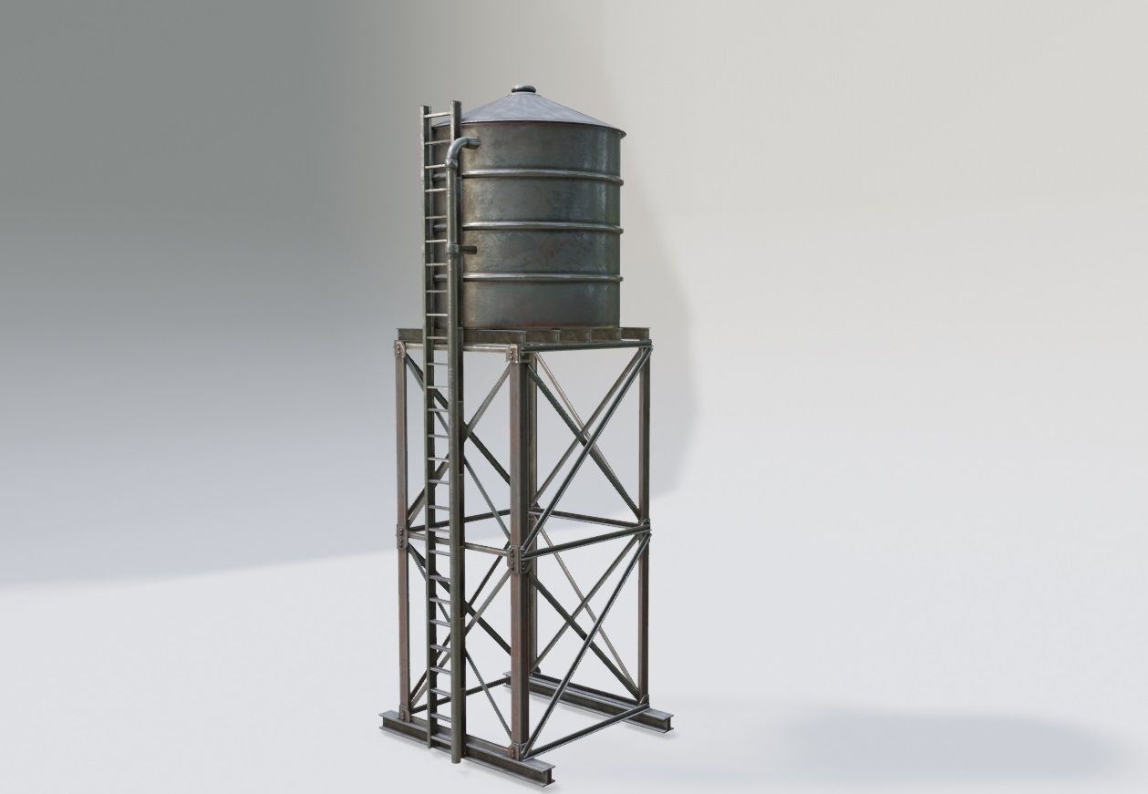 Water Tank with pbr textures Low-poly 3D model_4