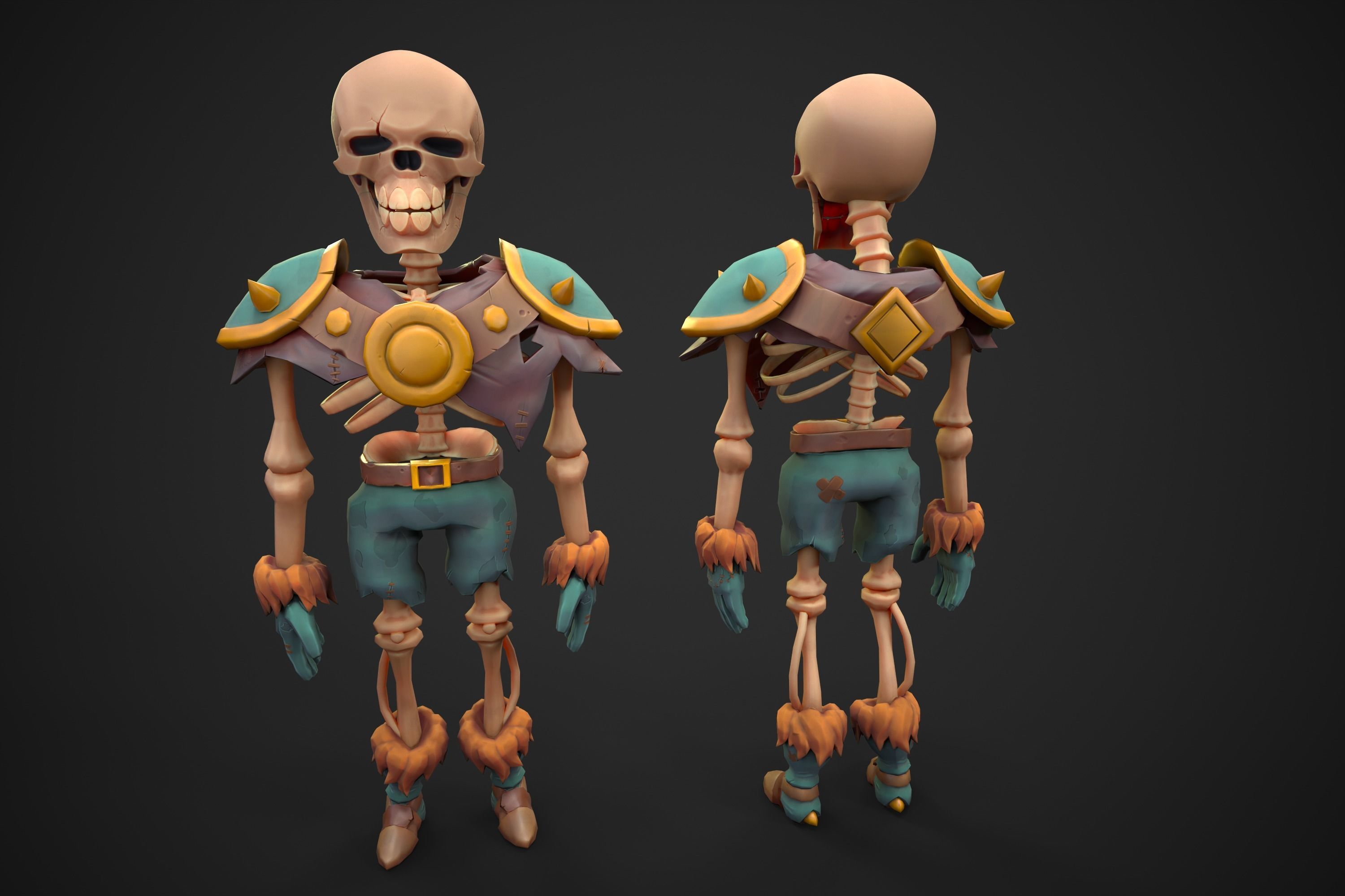 Skelly the Skeleton Warrior Animation Ready Low-poly 3D model_1