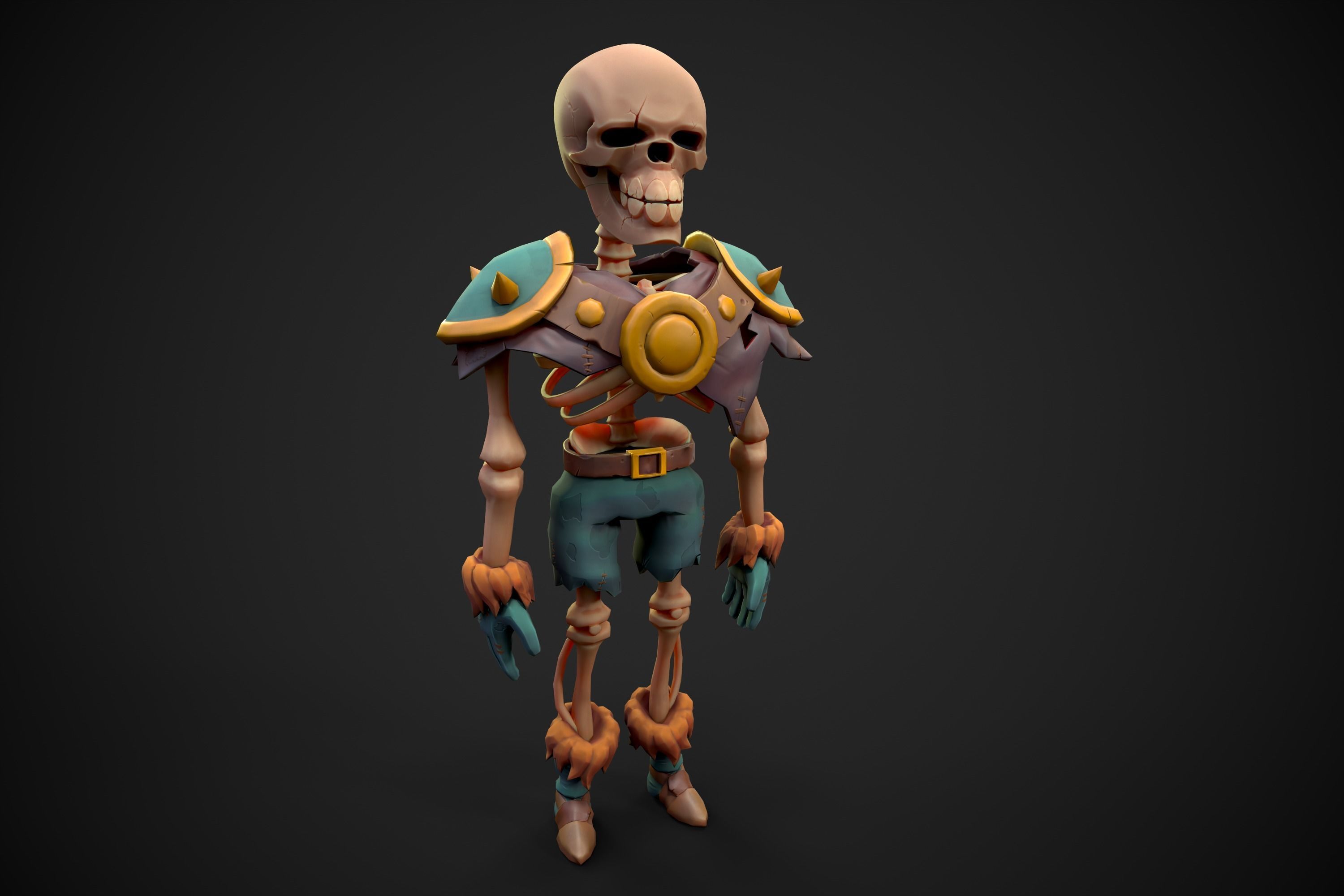 Skelly the Skeleton Warrior Animation Ready Low-poly 3D model_2