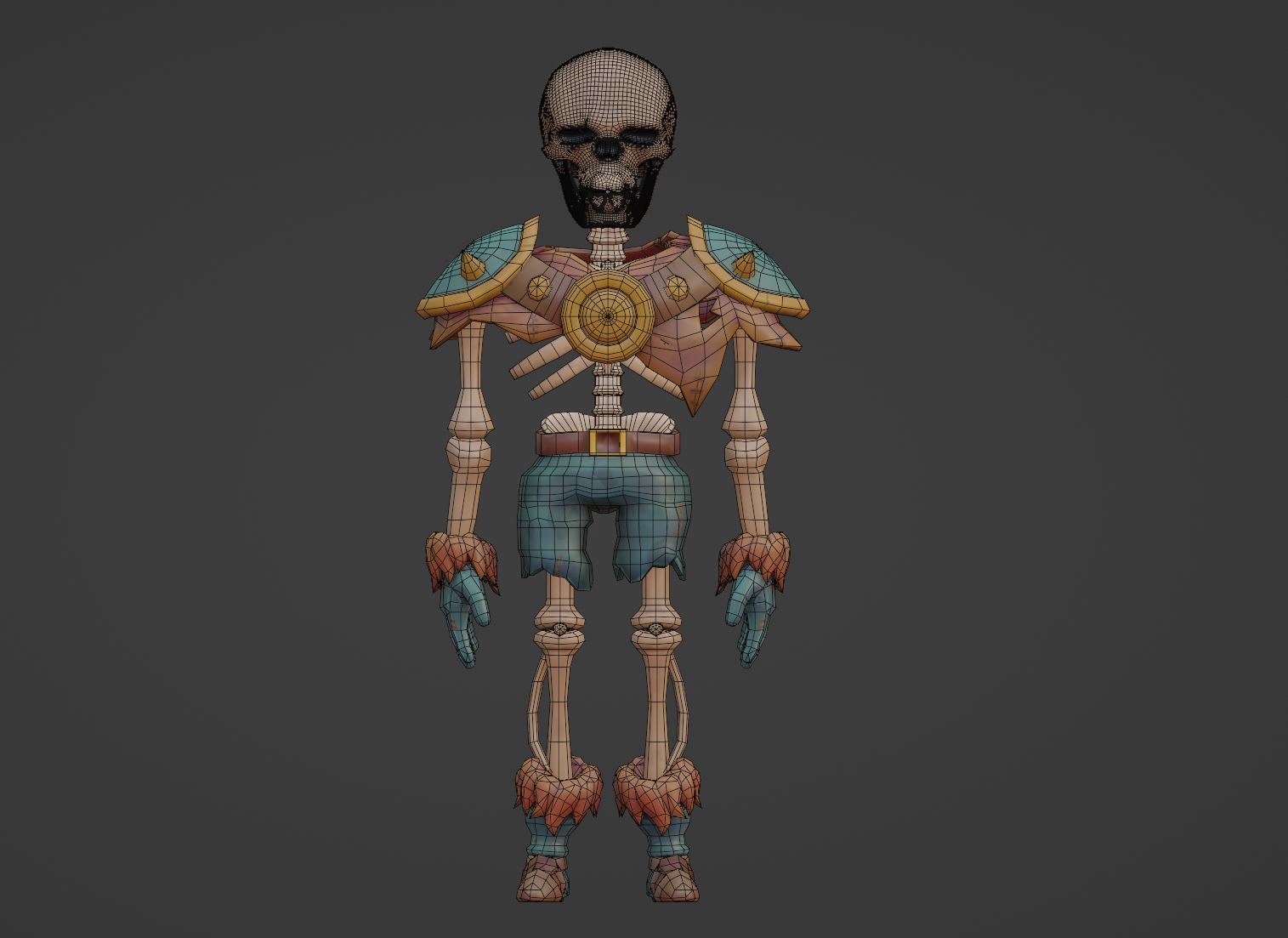 Skelly the Skeleton Warrior Animation Ready Low-poly 3D model_10