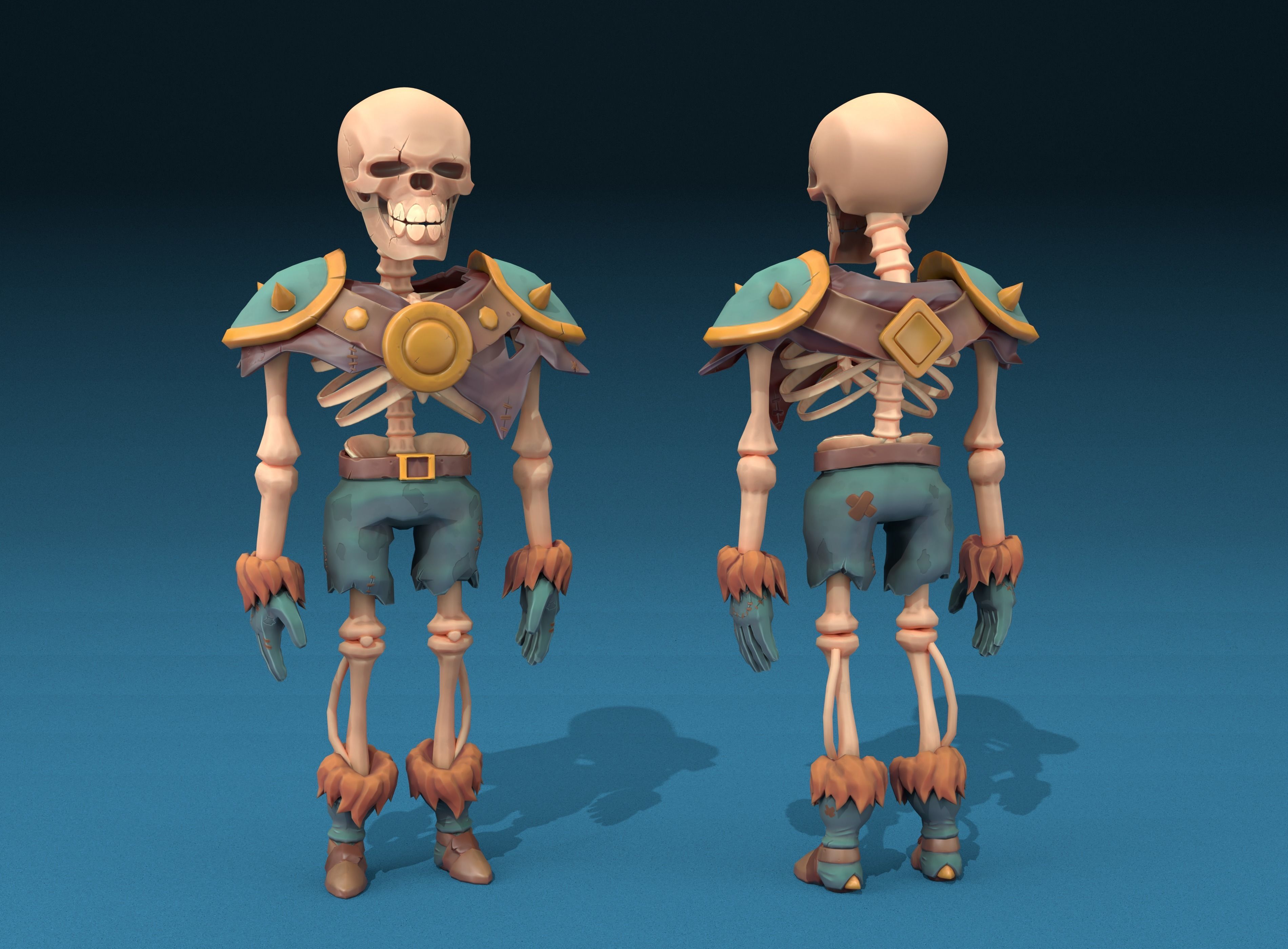 Skelly the Skeleton Warrior Animation Ready Low-poly 3D model_4