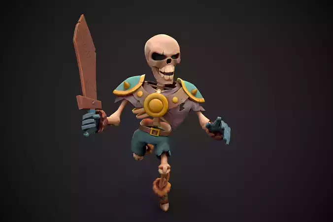 Skelly the Skeleton Warrior Animation Ready