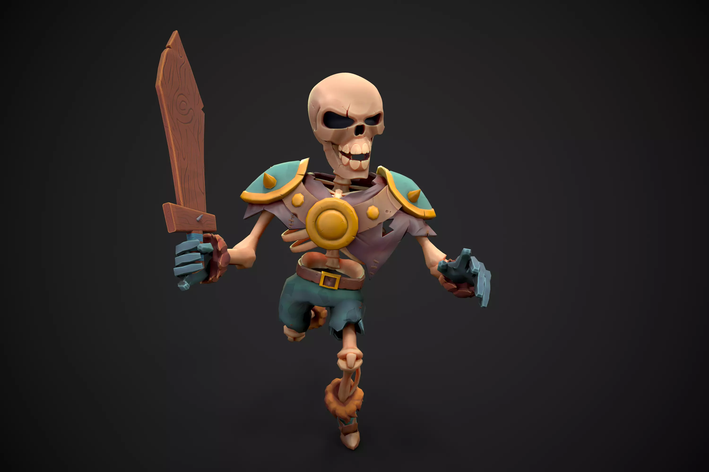Skelly the Skeleton Warrior Animation Ready Low-poly 3D model_0