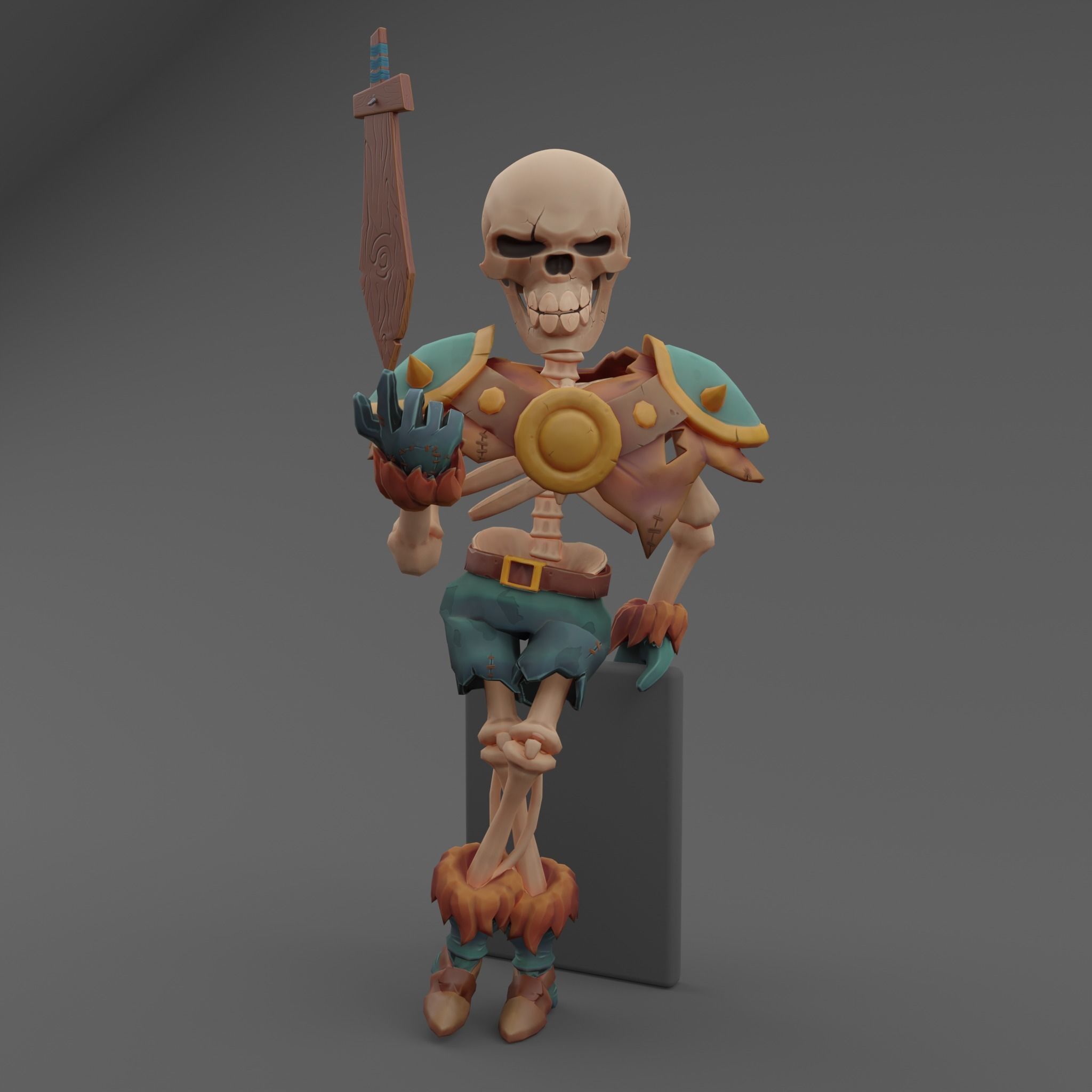 Skelly the Skeleton Warrior Animation Ready Low-poly 3D model_3