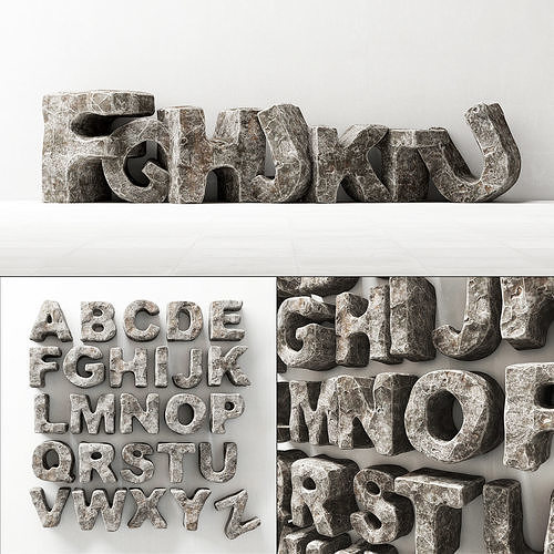 Stone letters english 3D model