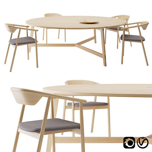 Mawari Table by De Padova and Leva Chair by Mattiazzi 3D model