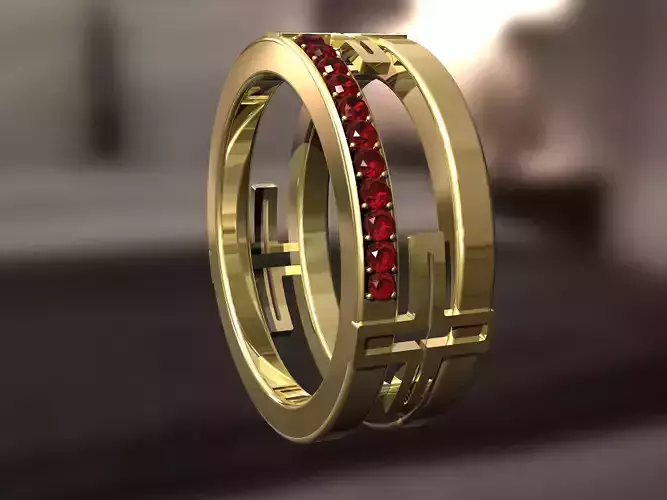 Cross ring with diamonds