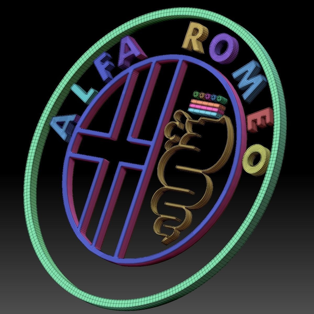 Alfa Romeo logo car logotype 3D print model_9