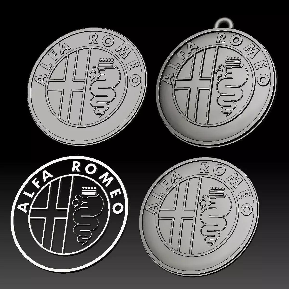 Alfa Romeo logo car logotype 3D print model_0