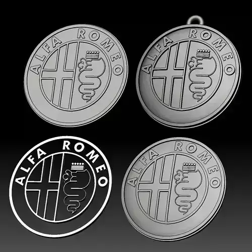 Alfa Romeo logo car logotype 3D print model