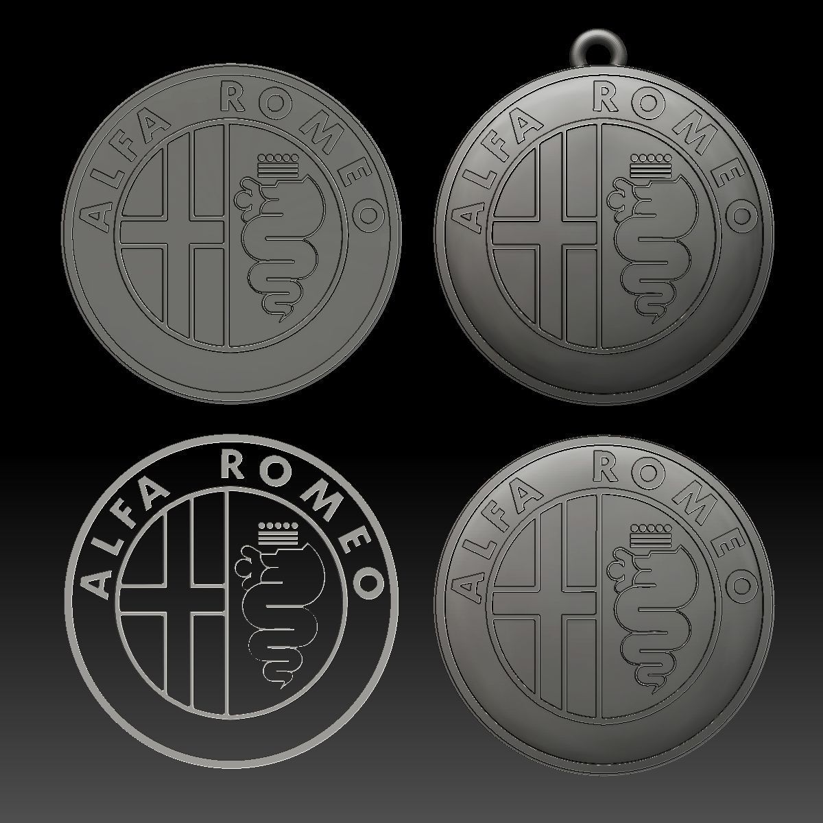 Alfa Romeo logo car logotype 3D print model_2