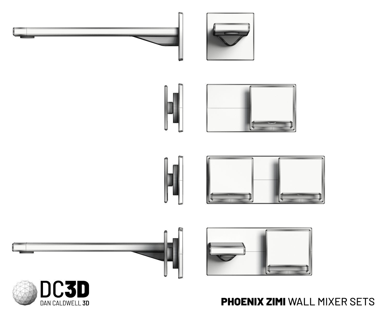 Phoenix Zimi Wall Mixer Taps 3D model_4