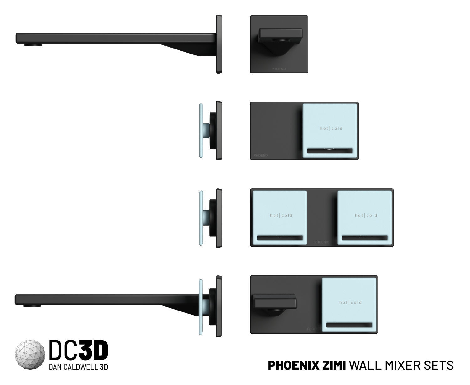 Phoenix Zimi Wall Mixer Taps 3D model_1
