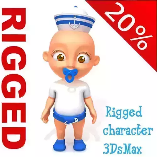 Sailor man baby Cartoon Rigged  3D model