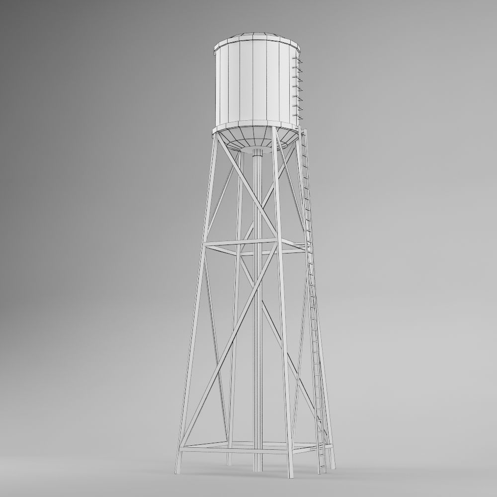 Water tower 01 Low-poly 3D model_8