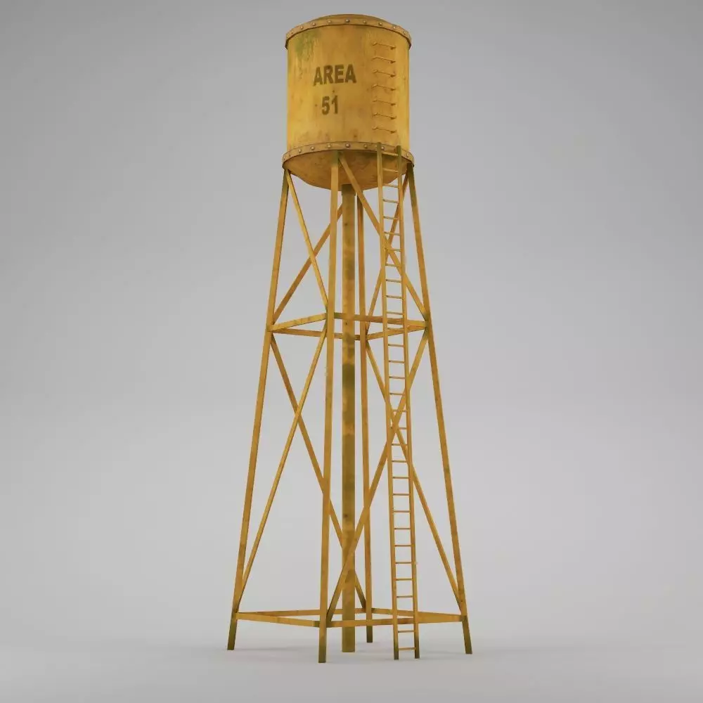 Water tower 01 Low-poly 3D model_0