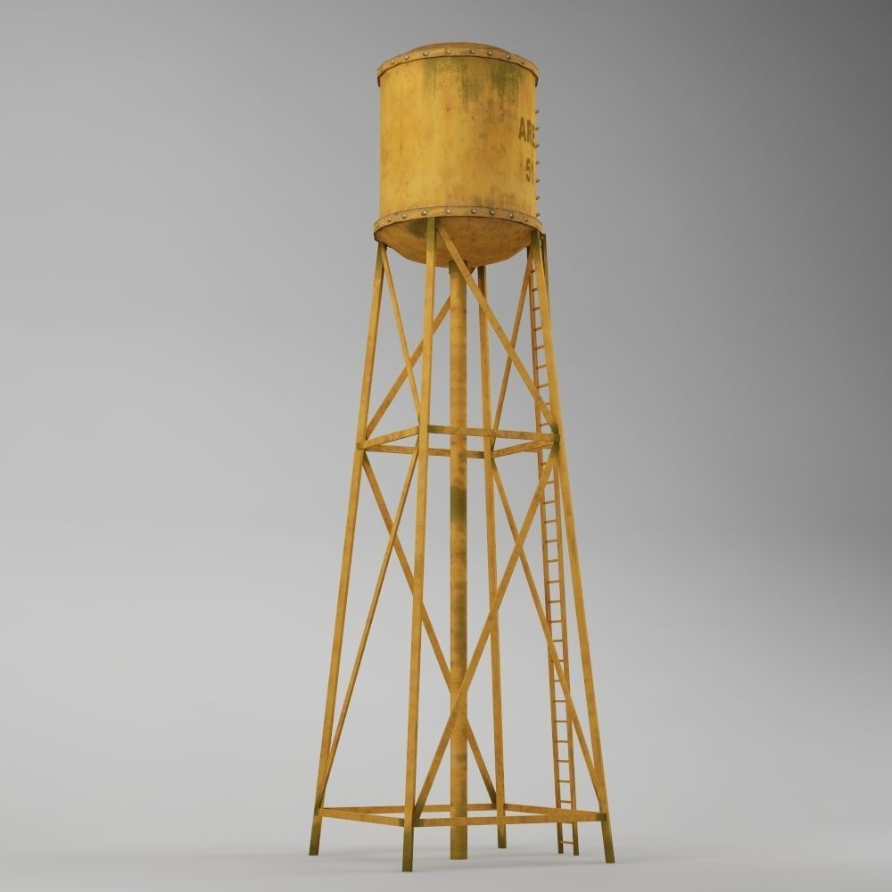 Water tower 01 Low-poly 3D model_2