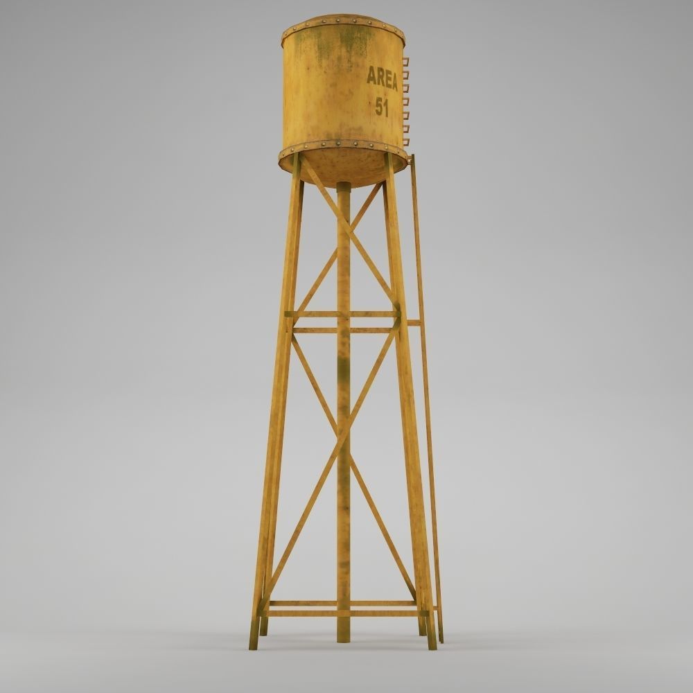 Water tower 01 Low-poly 3D model_3