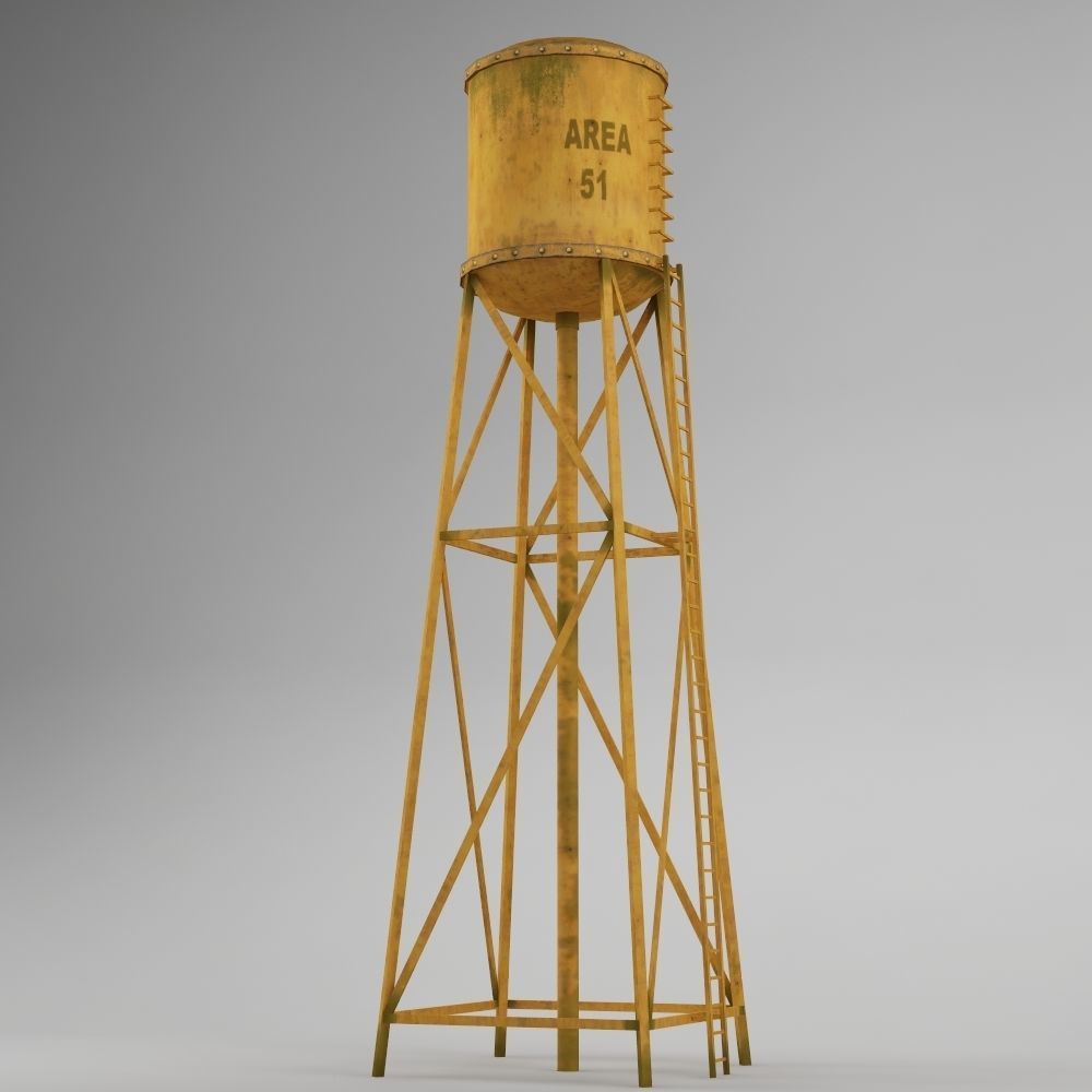 Water tower 01 Low-poly 3D model_1
