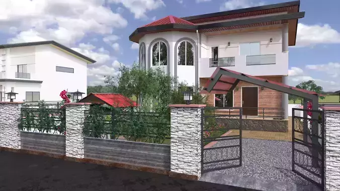 Residential House with exterior 123 - 3D model 