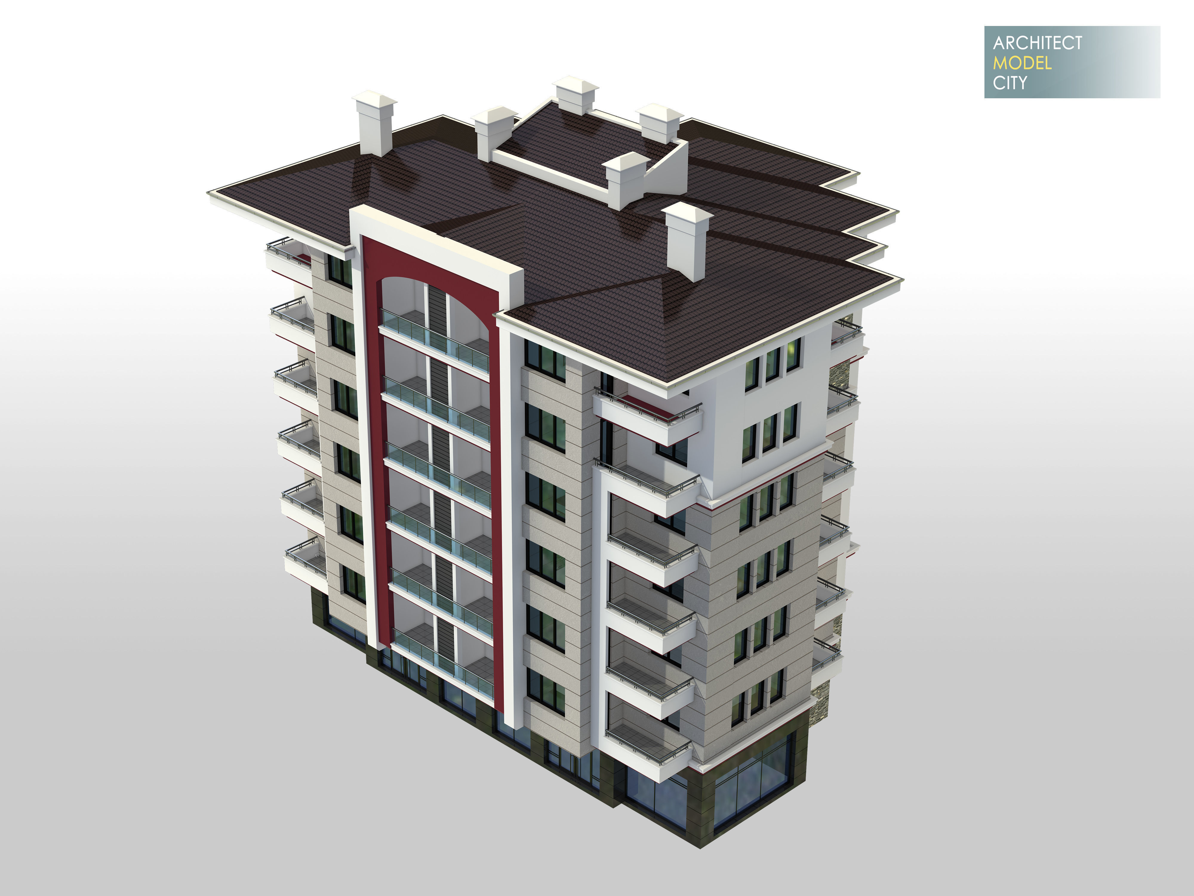 New Apartment Architectural 3d Model with Render Scene Low-poly 3D model_3