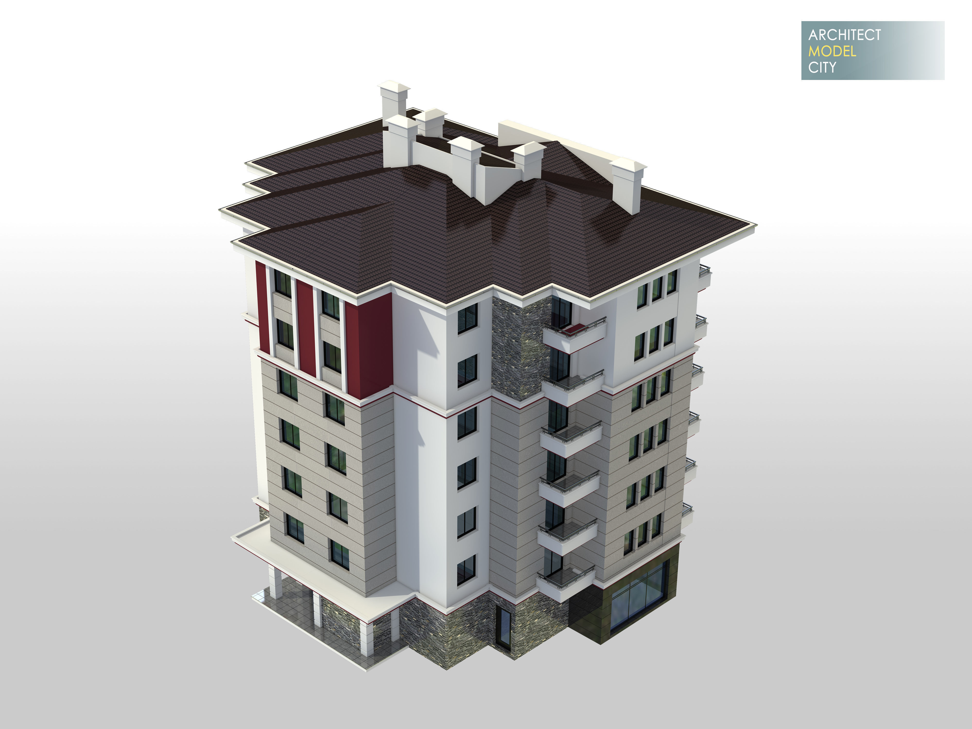 New Apartment Architectural 3d Model with Render Scene Low-poly 3D model_4