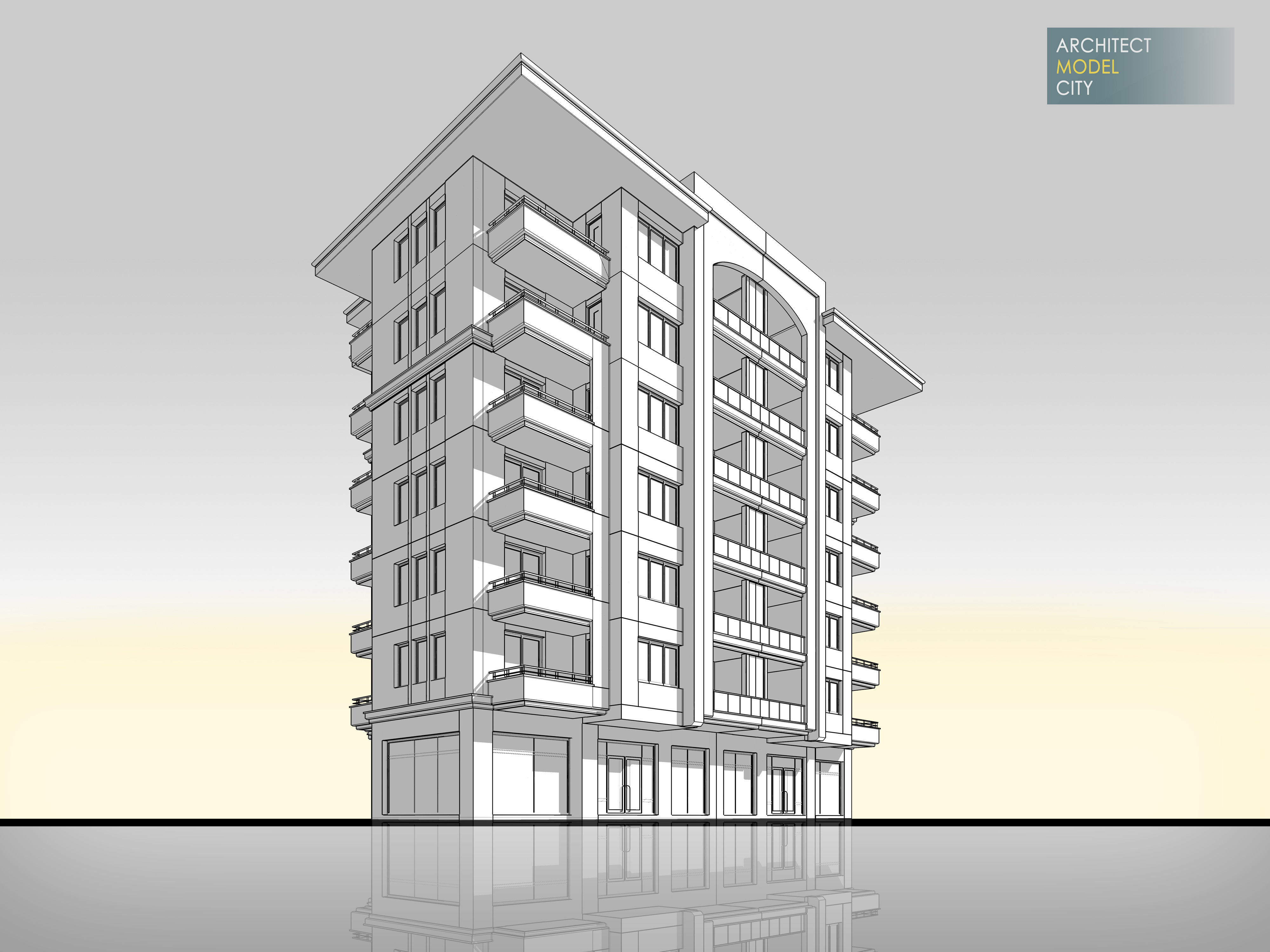 New Apartment Architectural 3d Model with Render Scene Low-poly 3D model_6