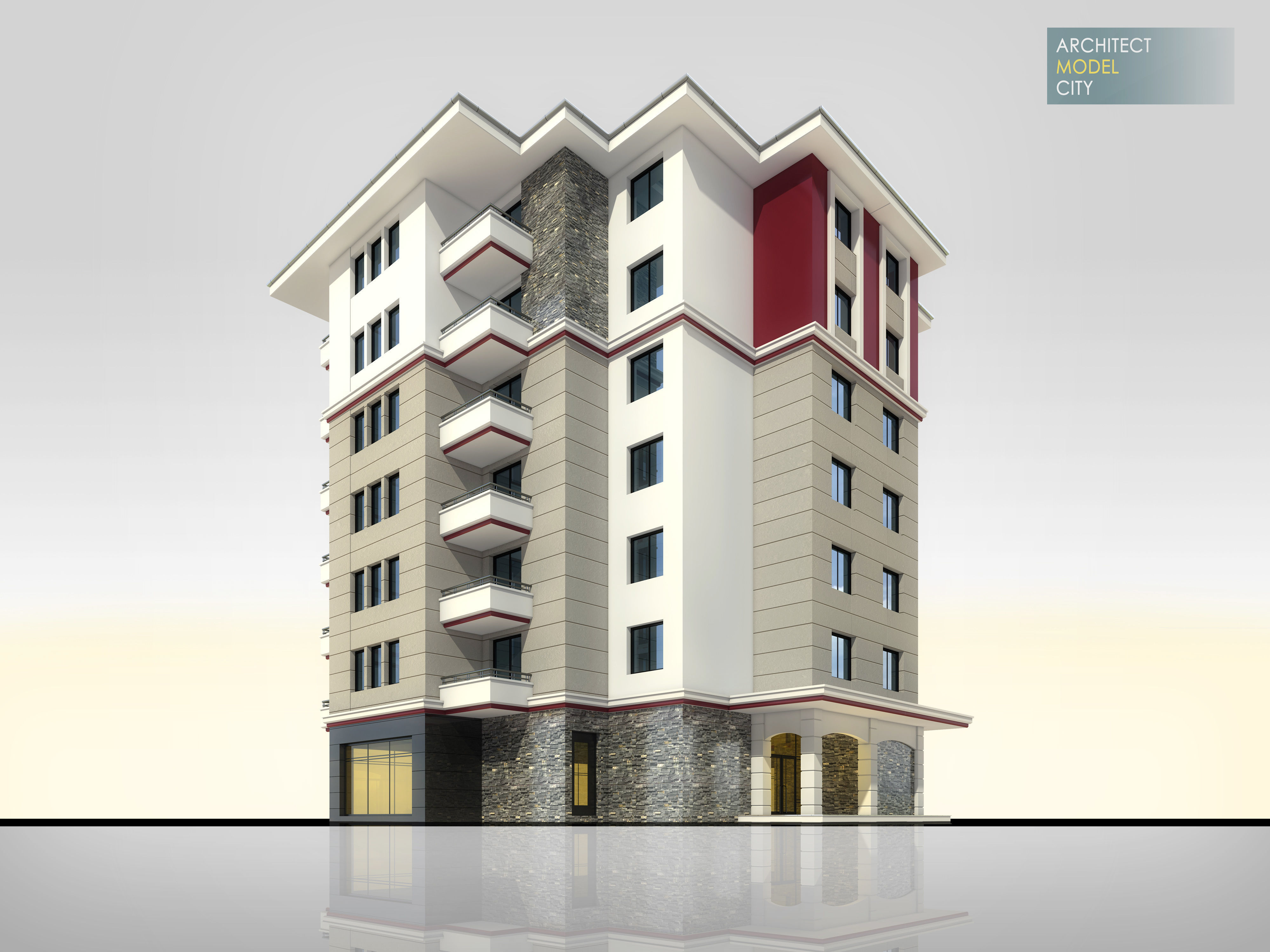 New Apartment Architectural 3d Model with Render Scene Low-poly 3D model_1